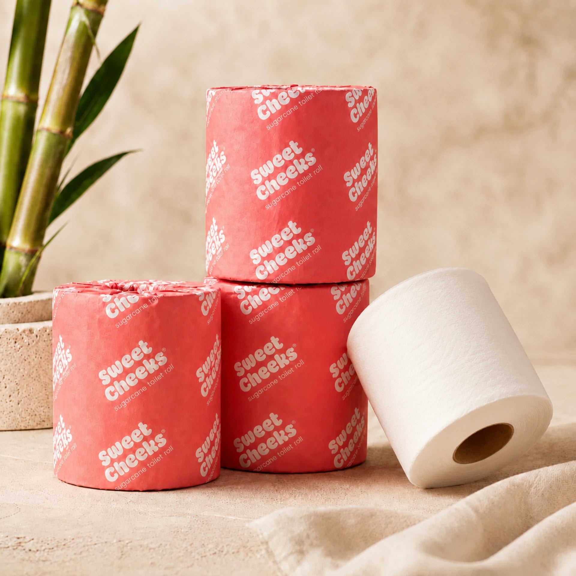 3-ply Sugarcane Toilet Roll - Raspberry
