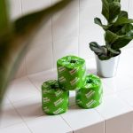Sweet Cheeks 2-Ply Toilet Roll on Bathroom Tiles