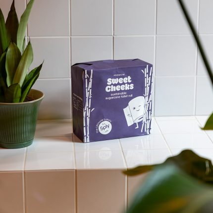 Sweet Cheeks 5-Ply Toilet Roll on Bathroom Tiles